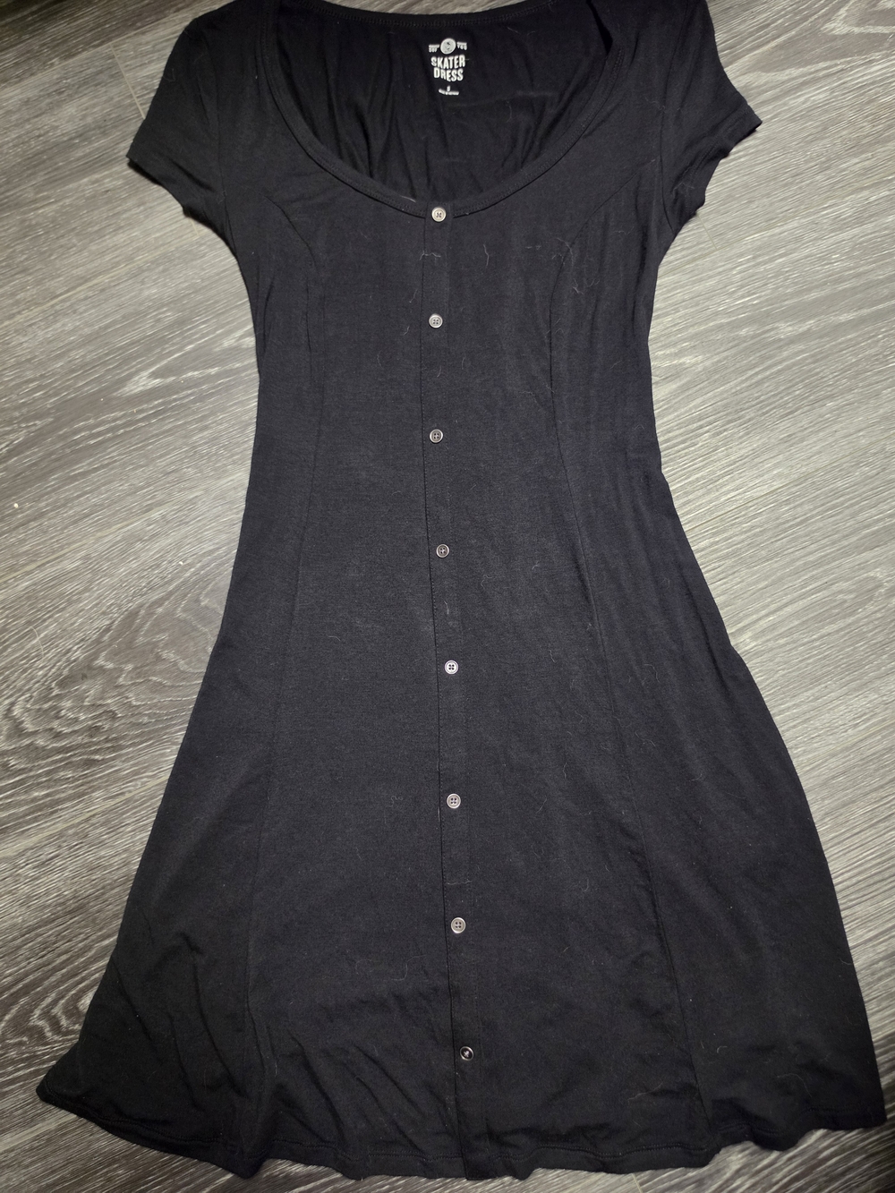 Forever 21 Black Button-Front Skater Dress